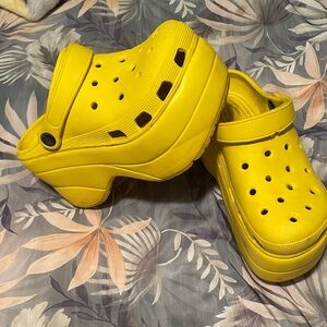 Bright Yellow Platform Clog Shoes